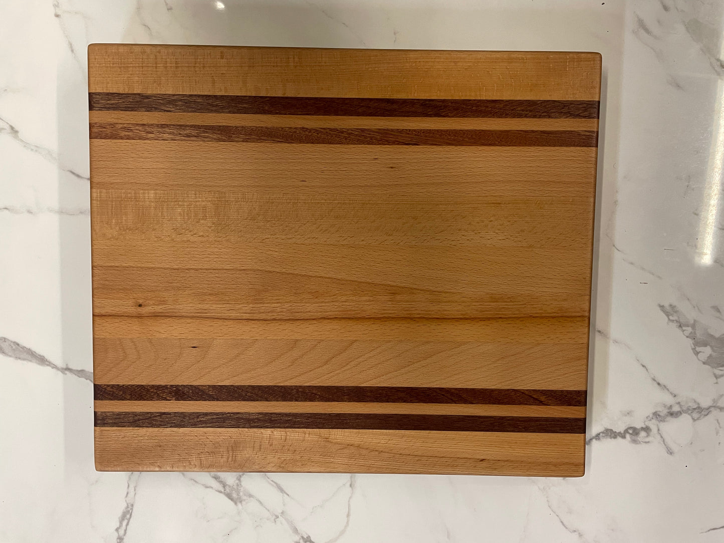 Handmade Beech and Sapele Striped Large Chopping Board