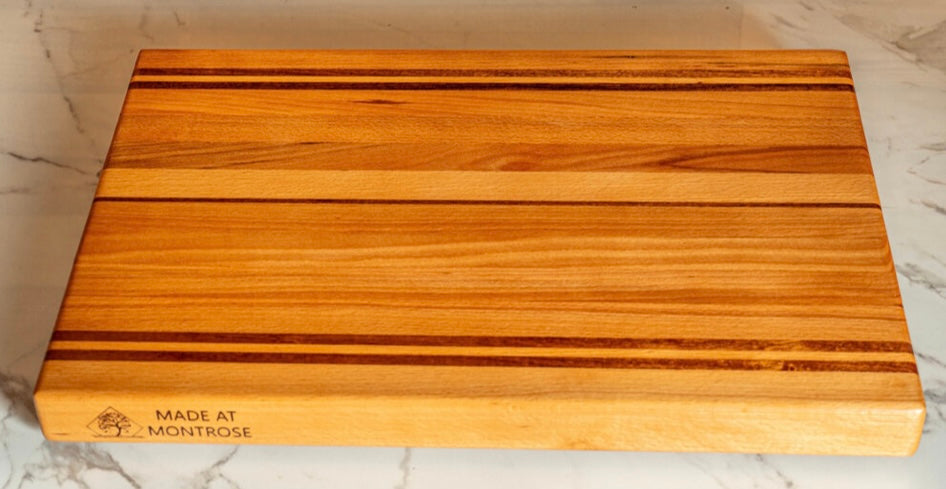 Handmade Beech and Sapele Striped Large Chopping Board
