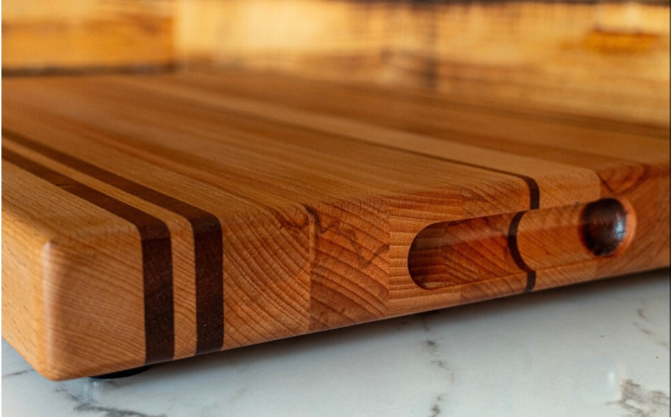 Handmade Beech and Sapele Striped Extra Large Chopping Board