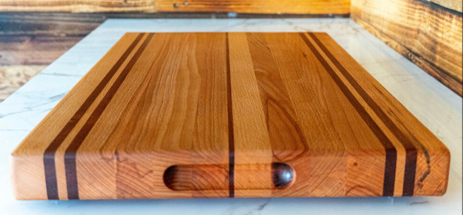 Handmade Beech and Sapele Striped Extra Large Chopping Board