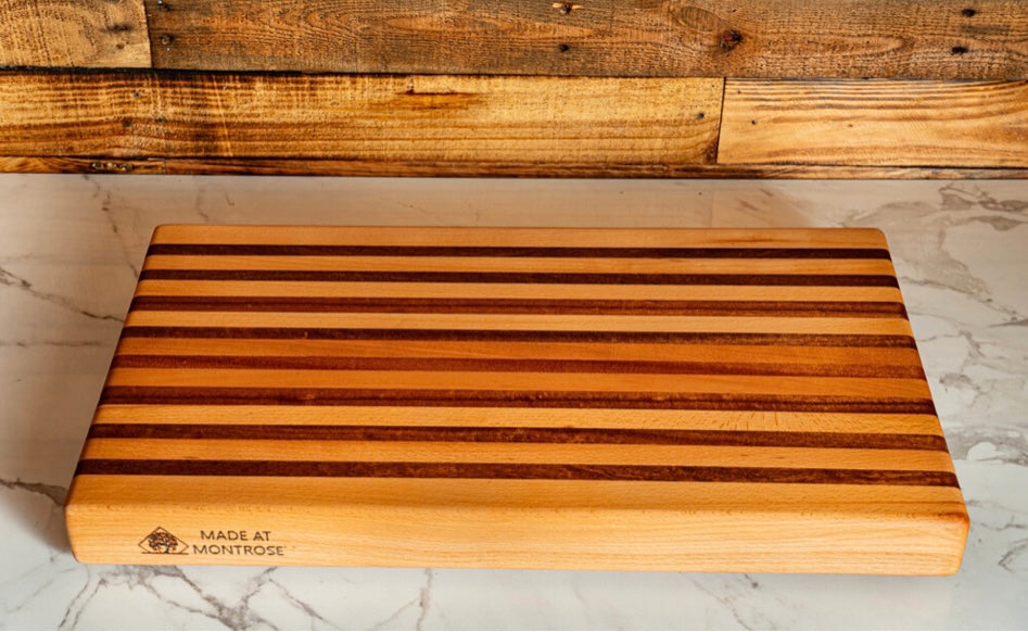 Handmade Beech and Sapele Striped Chopping Board