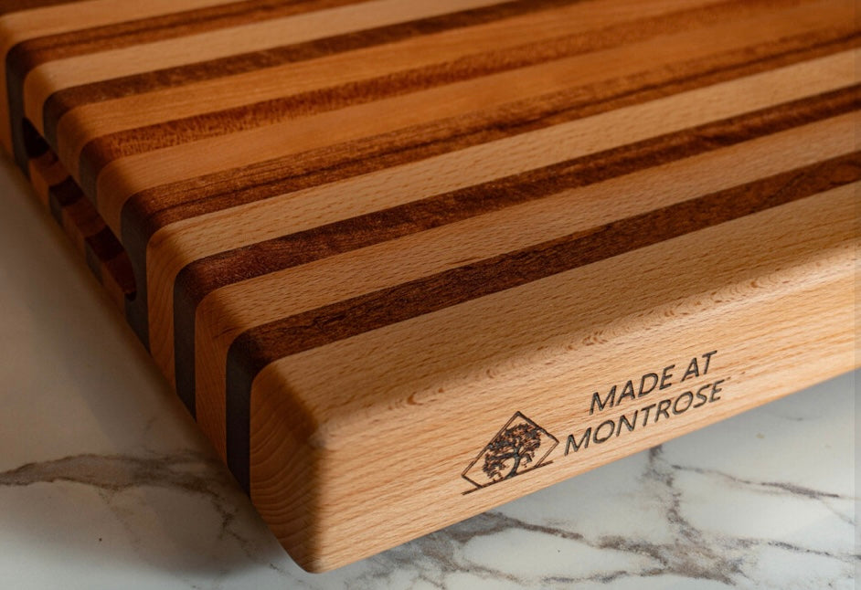 Handmade Beech and Sapele Striped Chopping Board