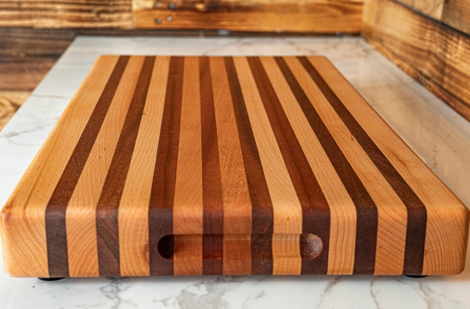 Handmade Beech and Sapele Striped Chopping Board