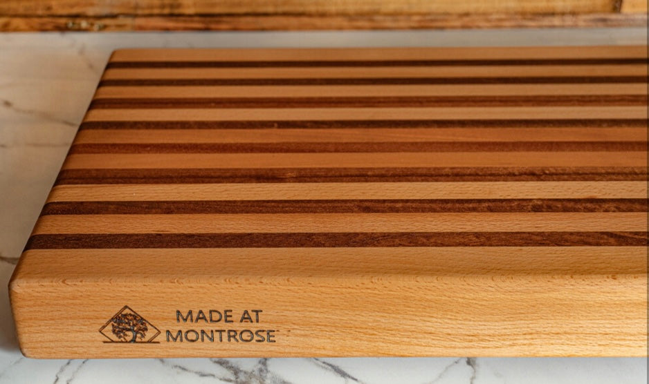 Handmade Beech and Sapele Striped Chopping Board
