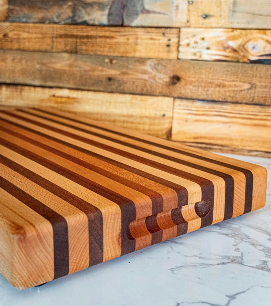 Handmade Beech and Sapele Striped Chopping Board