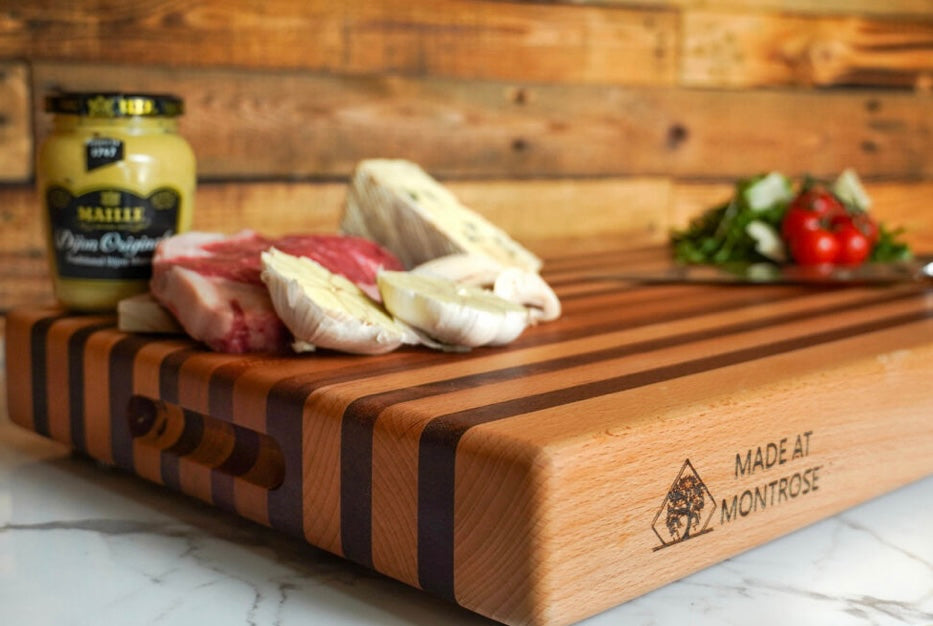Handmade Beech and Sapele Striped Chopping Board