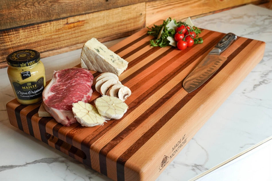 Handmade Beech and Sapele Striped Chopping Board