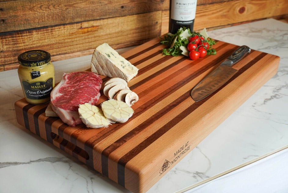 Handmade Beech and Sapele Striped Chopping Board