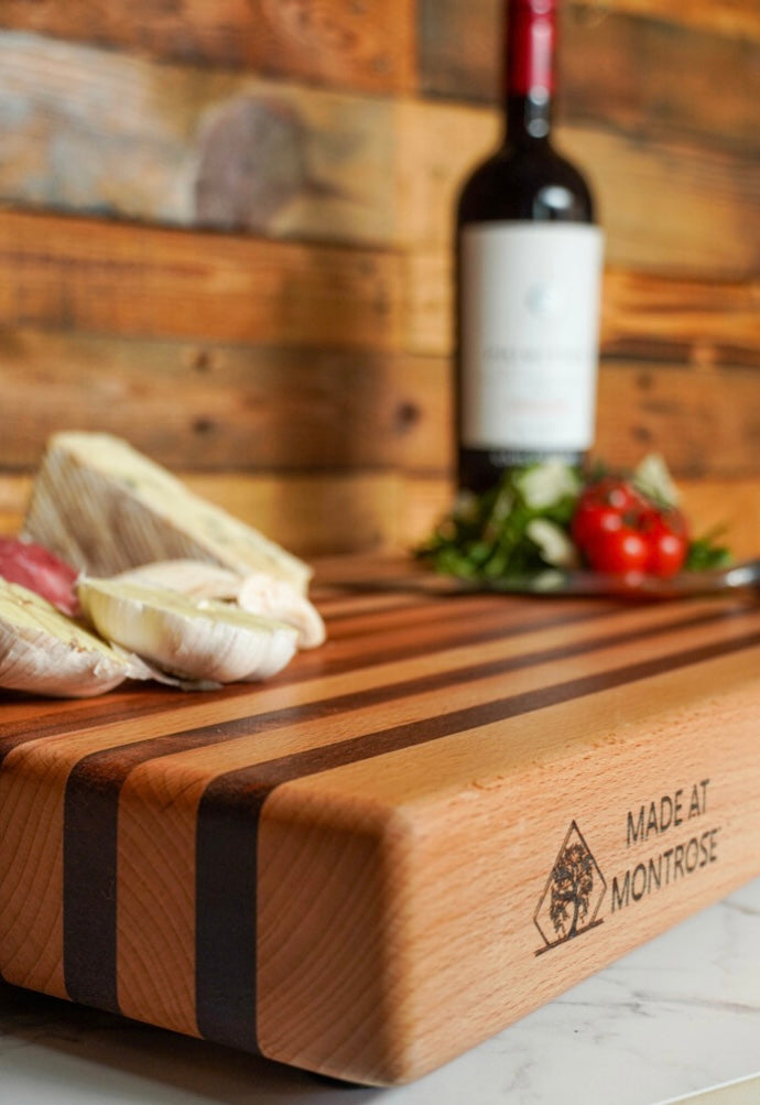 Handmade Beech and Sapele Striped Chopping Board