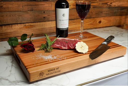 Handmade Beech and Sapele Striped Large Chopping Board